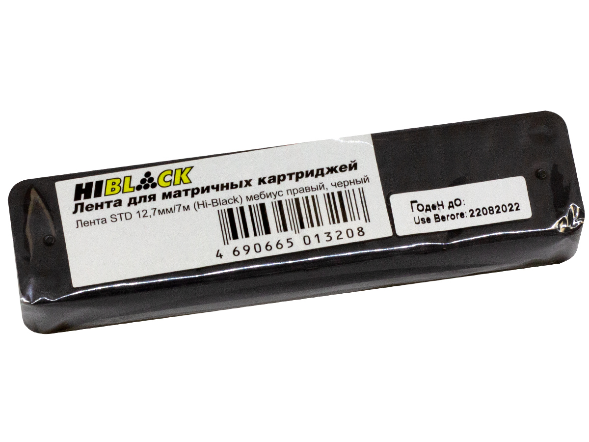 Красящая лента Hi-Black для матричных картриджей (12,7мм x 7м) STD, мебиус правый, чёрная